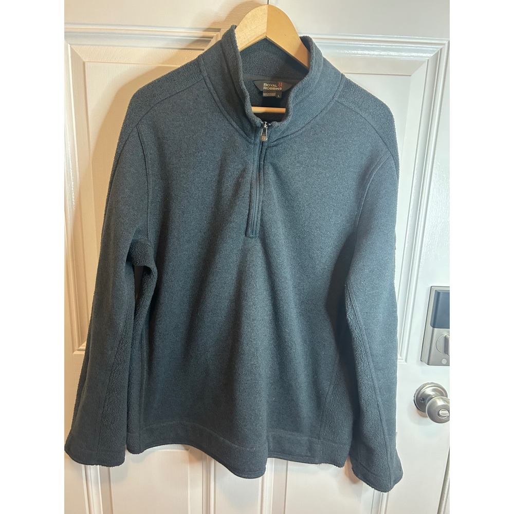 Royal Robbins Quarter Zip Pullover Gray‎ Sweater Fleece Hiking Travel Mens L